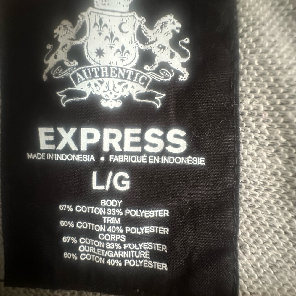 Express Men’s Crewneck Sweatshirt  Gray header black